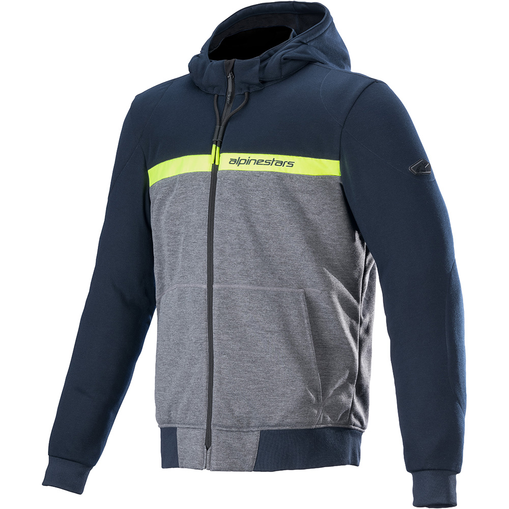 Alpinestars - Sweat zippé Chrome Street Navy / Gris / Jaune fluo