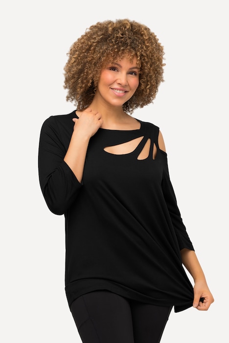 Shirt, Cut-Outs, A-Linie, U-Boot-Ausschnitt, 3/4-Arm