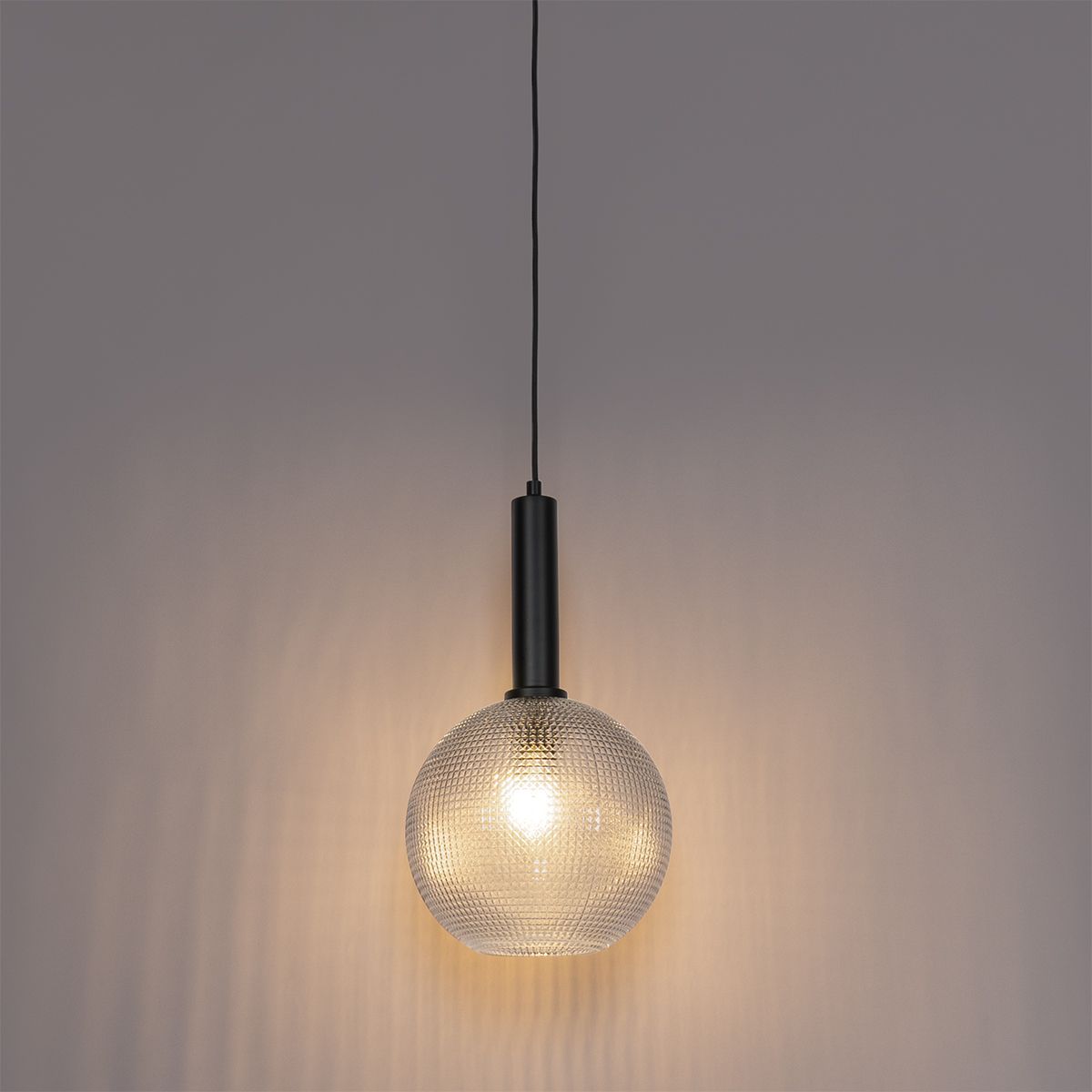 Design hanglamp zwart met smoke glas - Chico
