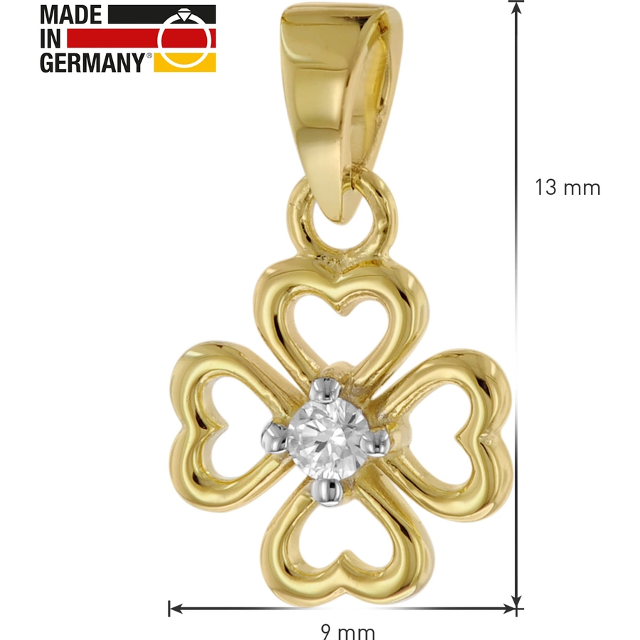 trendor Mädchen Anhänger Kleeblatt Gold 333 mit vergoldeter Silberkette gold