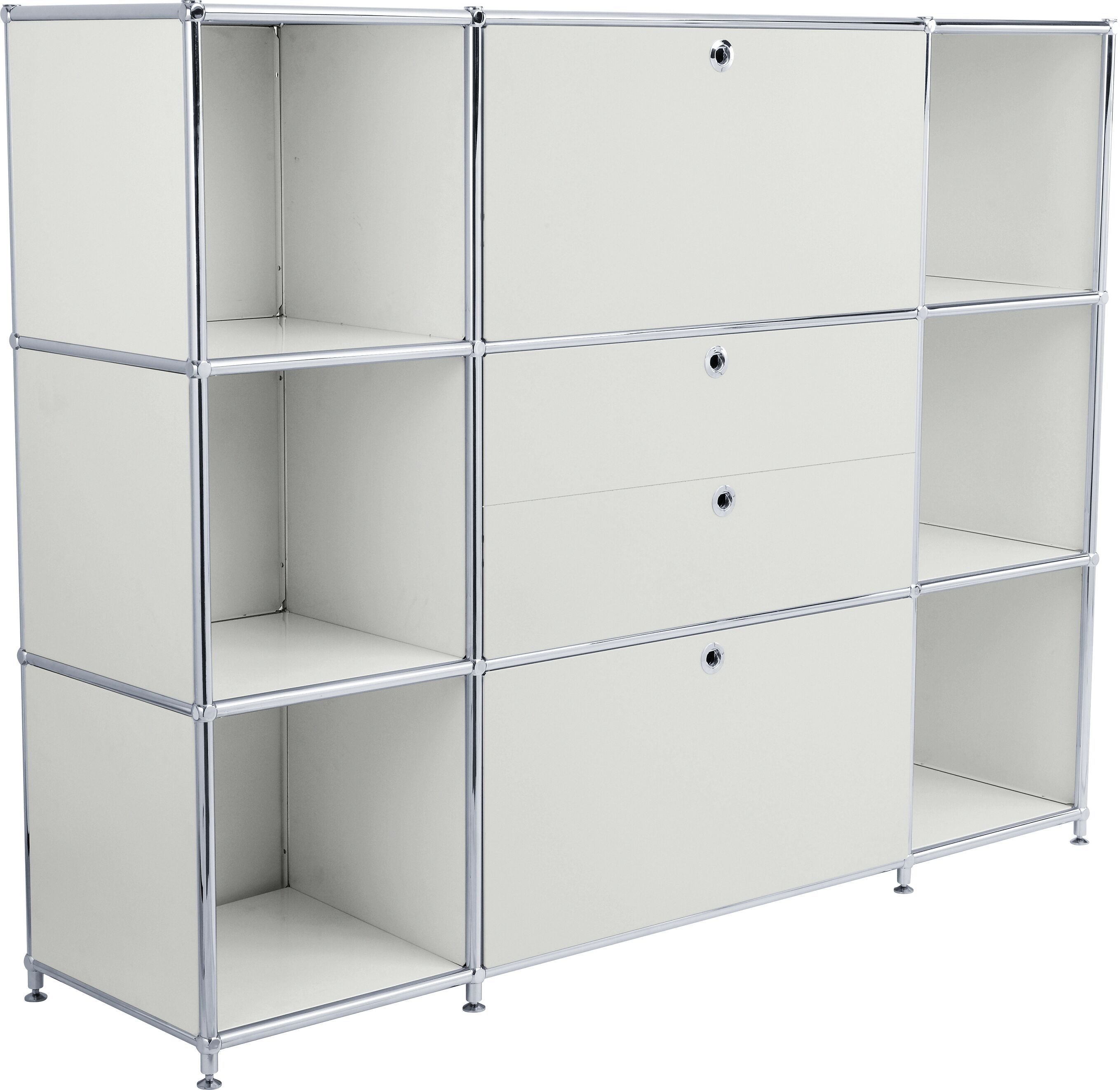 FLEXCUBE Highboard - Hellgrau / B: 152.0 cm x T: 40.0 cm x H: 118.0 cm