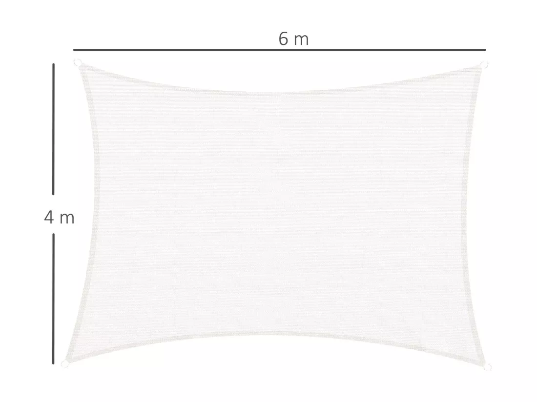 Voile d'ombrage rectangulaire 4 x 6 m toile solaire taud de soleil crème