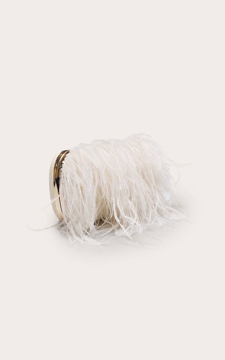 Blanc Pochette À Bordure De Plumes