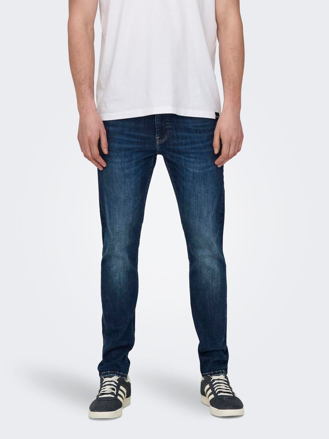 ONSWARP Niedrige Taille Skinny Fit Jeans Dark Blue Denim