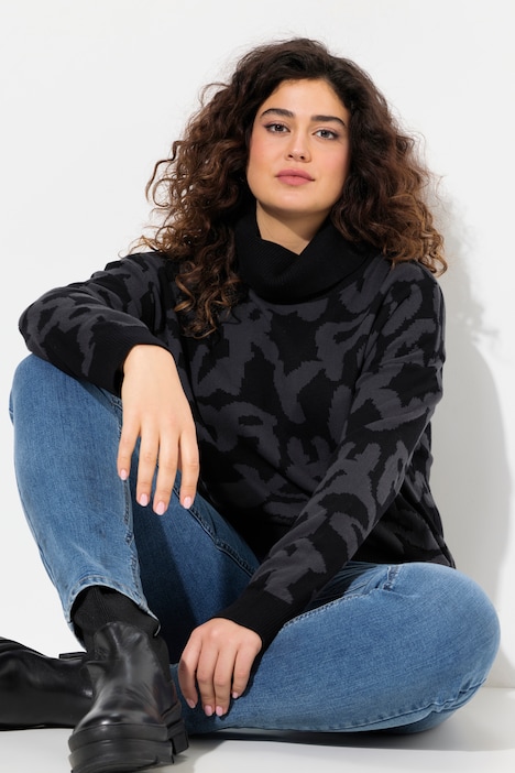 Pullover, Buchstaben, gerippter Rollkragen, Langarm
