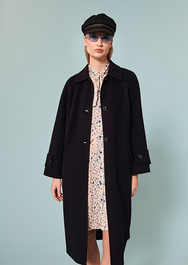 Manteau Maggybleu nuit en laine double face