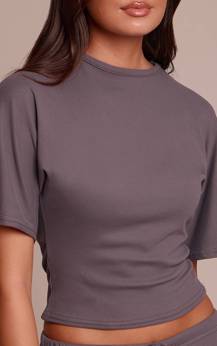 Charcoal Grey T-shirt Ample À Toucher Doux
