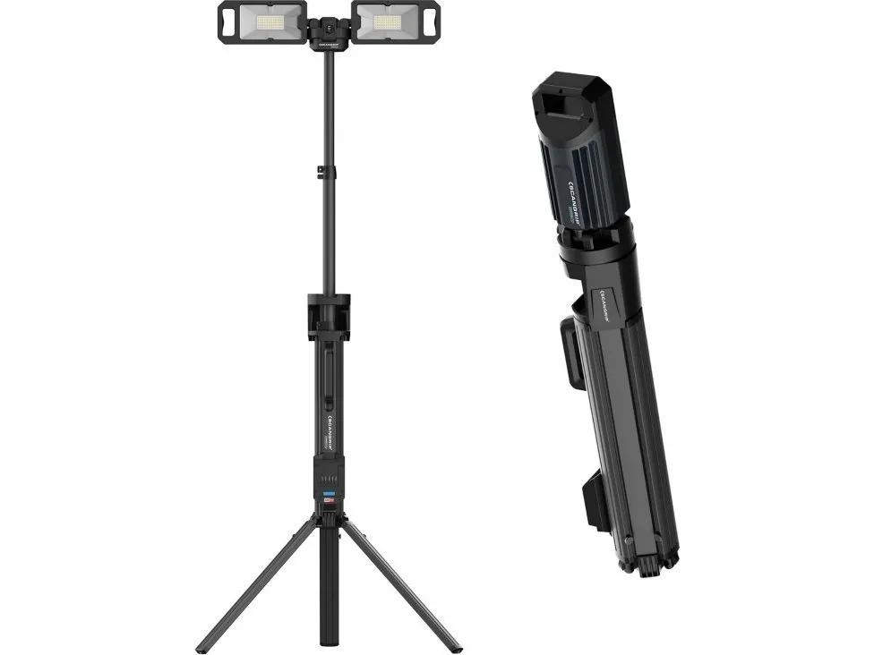 Scangrip 5000 lm genopladelig byggelampe med integreret stativ TOWER 5 CONNECT 03.6105C
