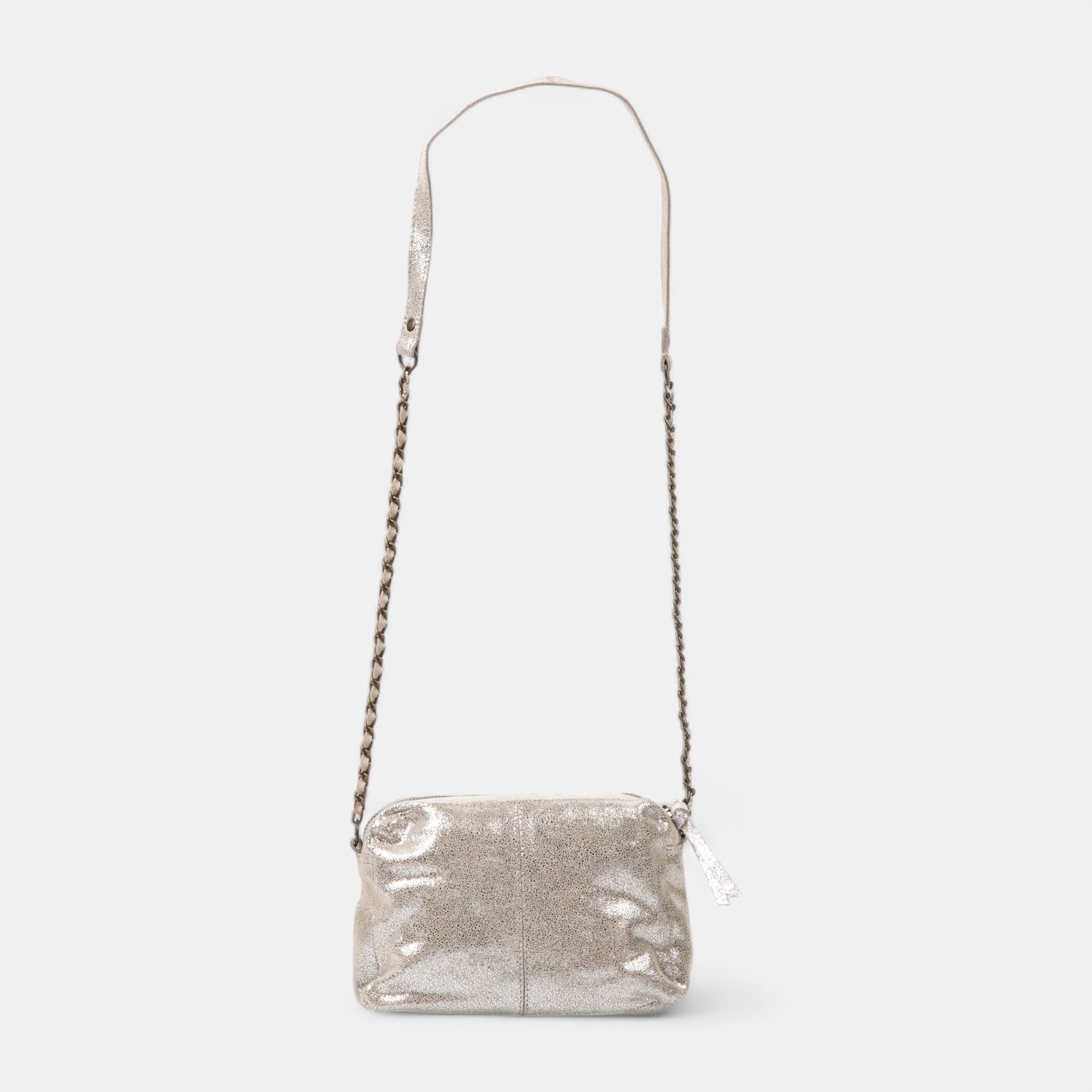 Sac bandoulière en cuir argent