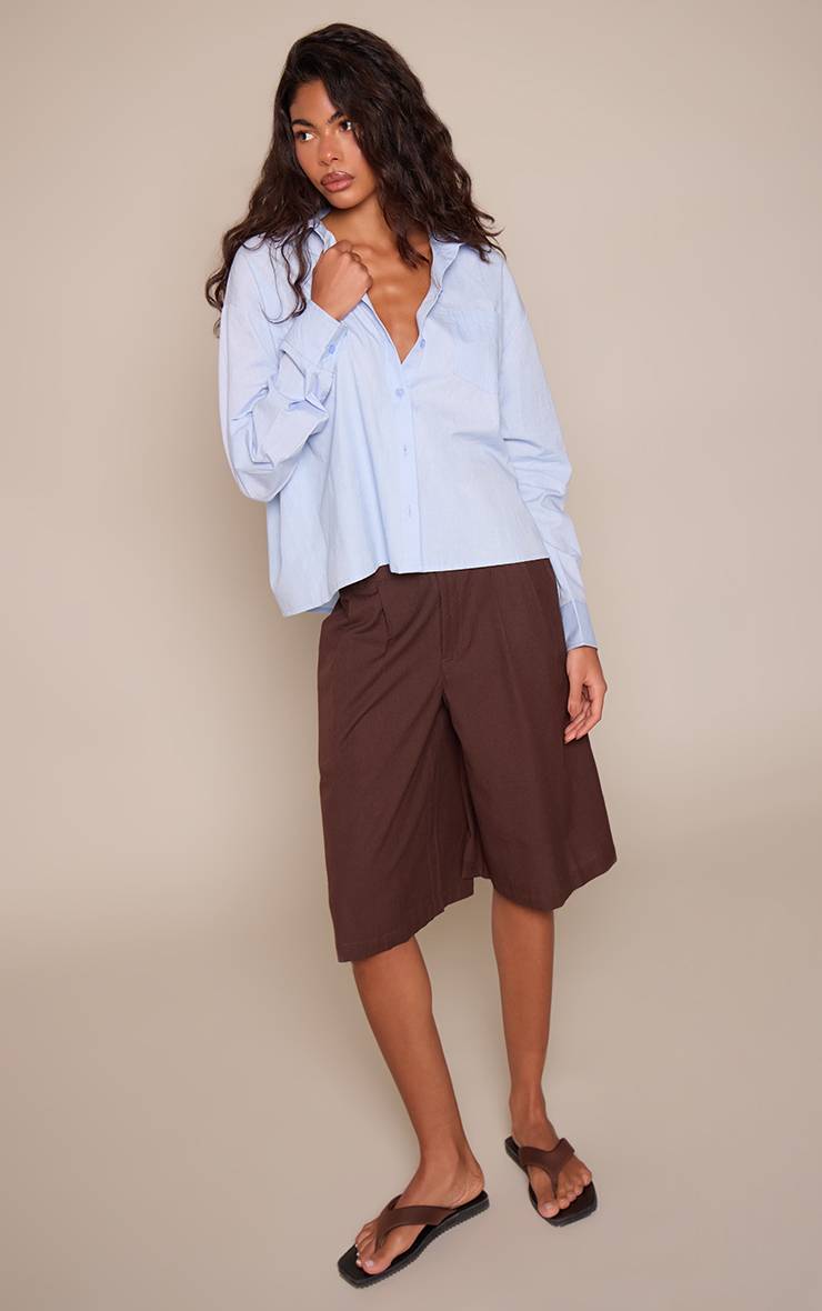 Chocolat Jort Tailleur En Lin À Plis