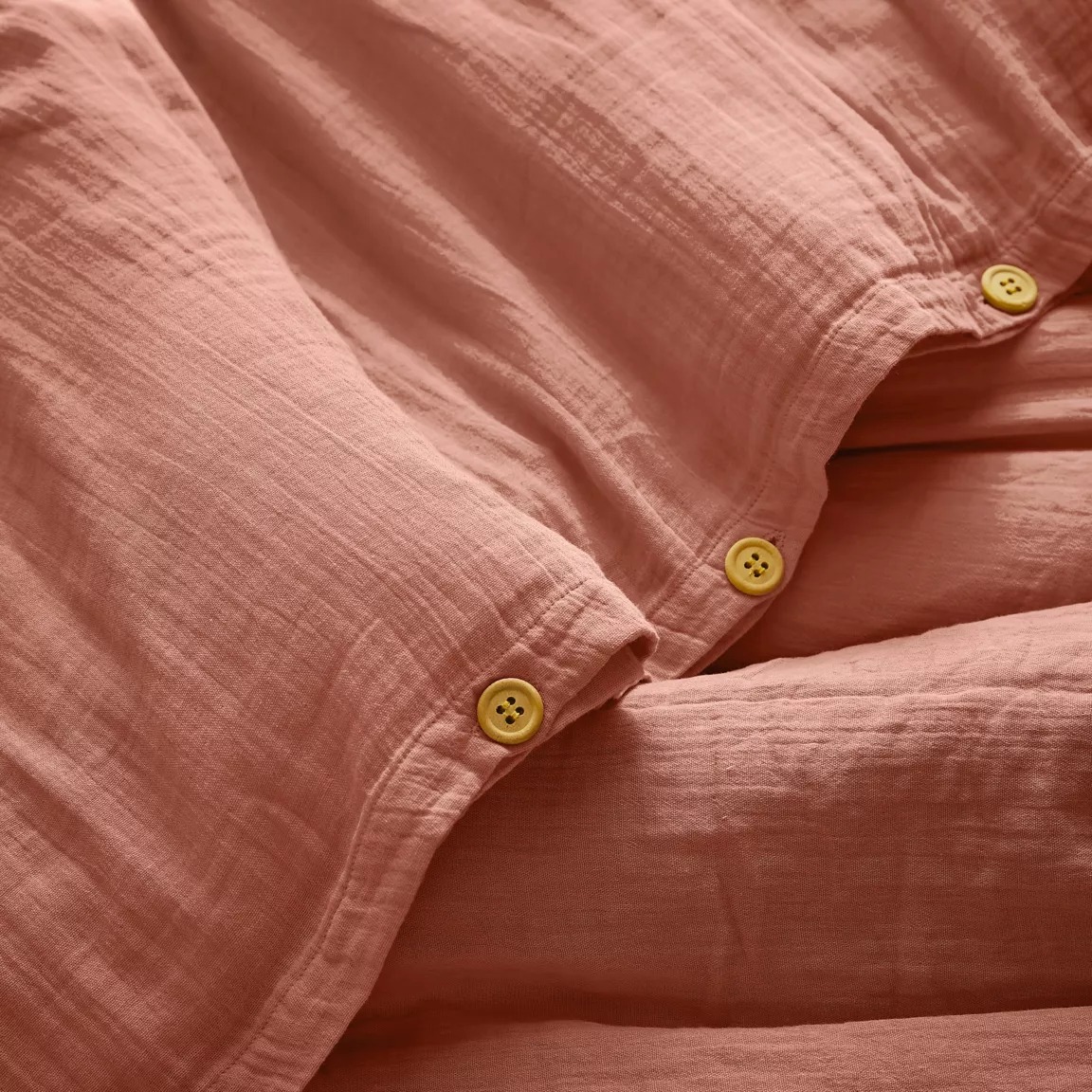 Housse de couette gaze de coton (280 x 240 cm) Gaïa Rose pêche