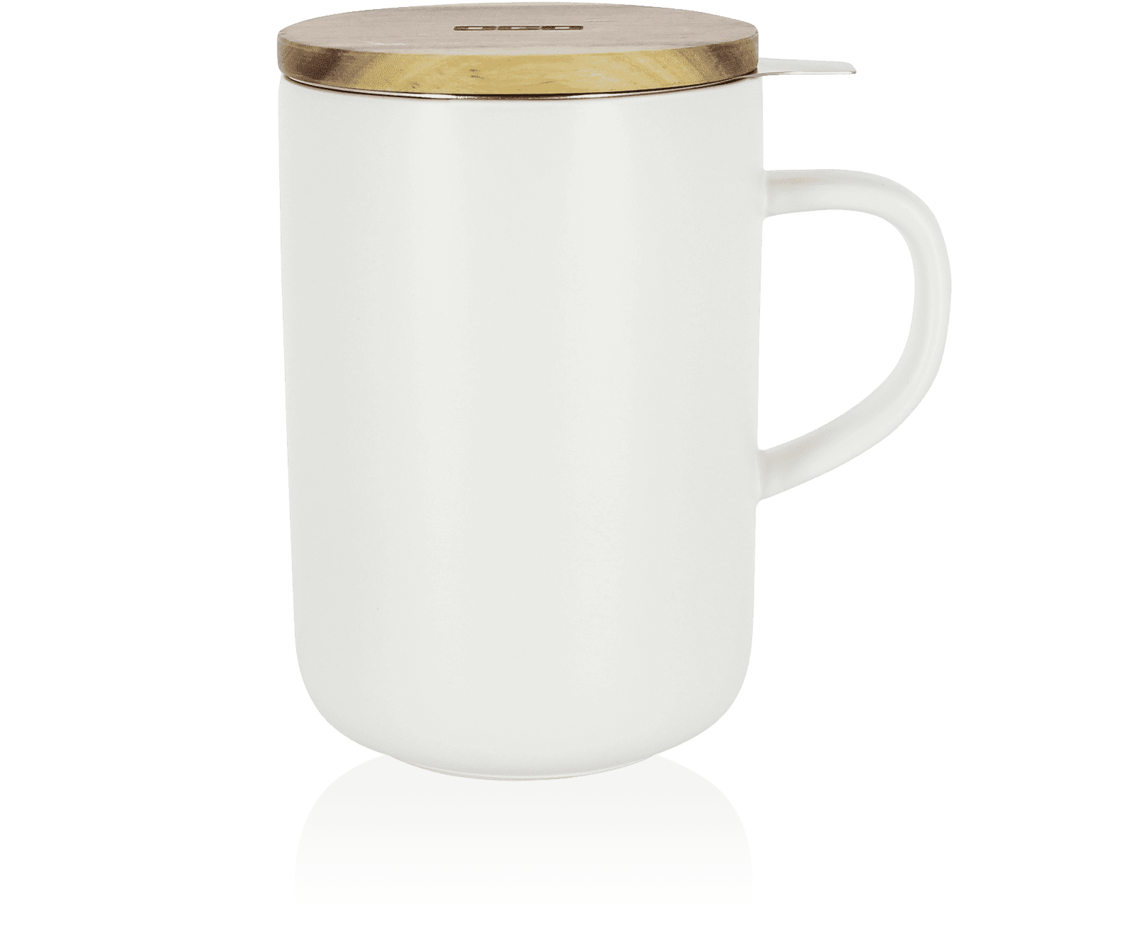 Tisani&egrave;re en gr&egrave;s 48Cl avec filtre en inox et couvercle en bois-OGO - Juliet Blanc