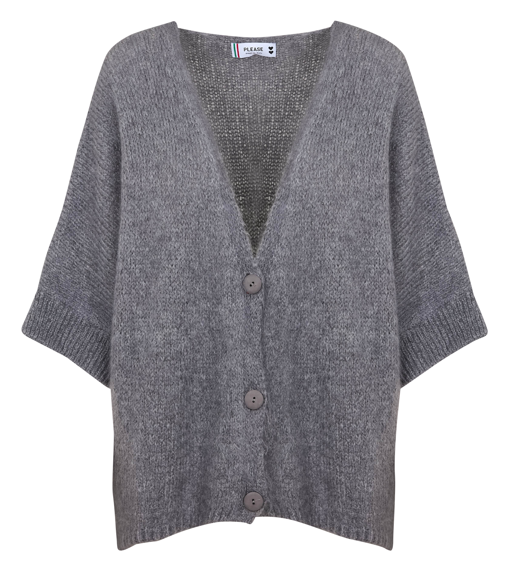 Gilet à col V ample en maille mélangée | Gris