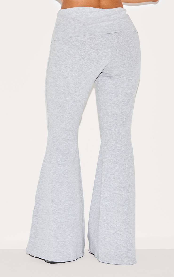 Gris Chiné Pantalon Évasé Petite En Coton Avec Détail Plissé