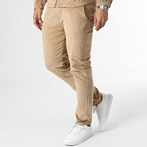 Ensemble Veste Zippée Et Pantalon Cargo Velours Camel