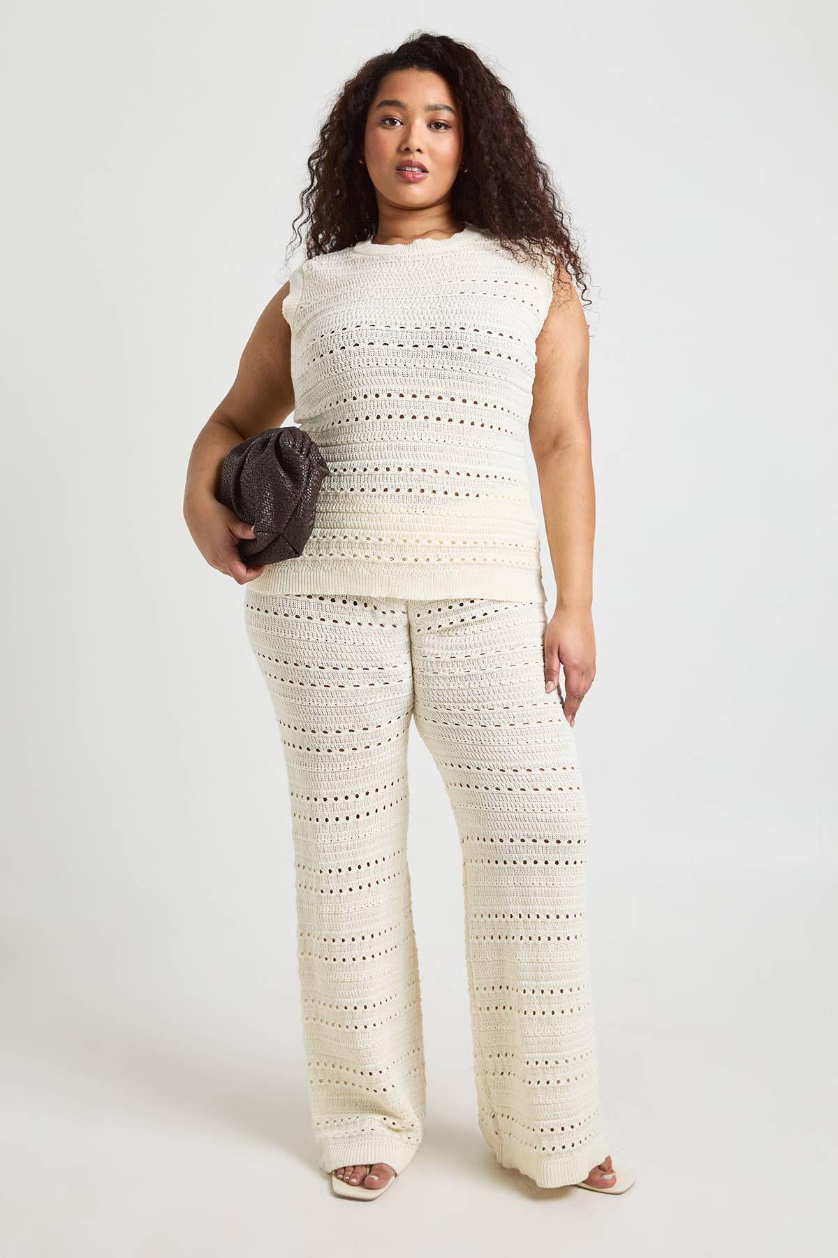 boohoo Ensemble Coordonné Grande Taille Haut Long Et Pantalon En Crochet