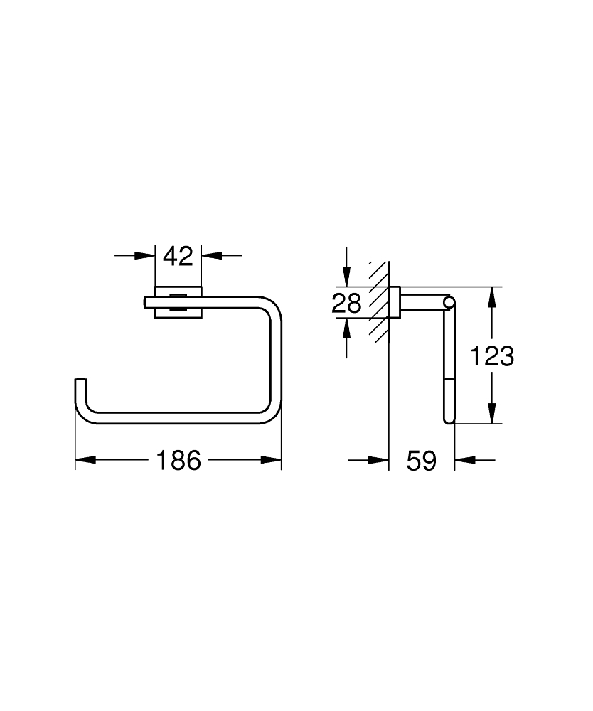 Grohe Essentials Cube handdoekring chroom