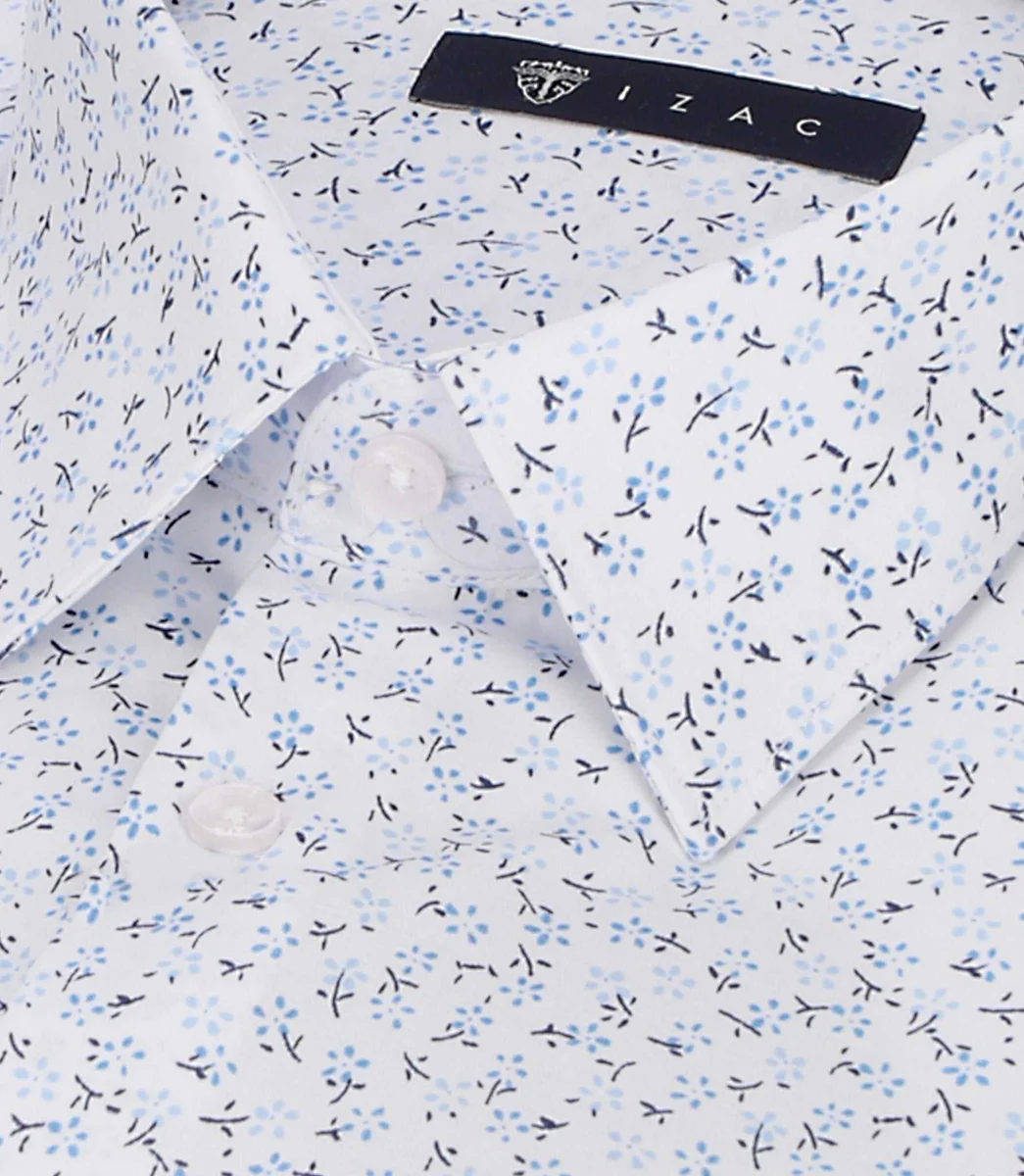 Chemise slim à imprimé floral bleu MADECOUT