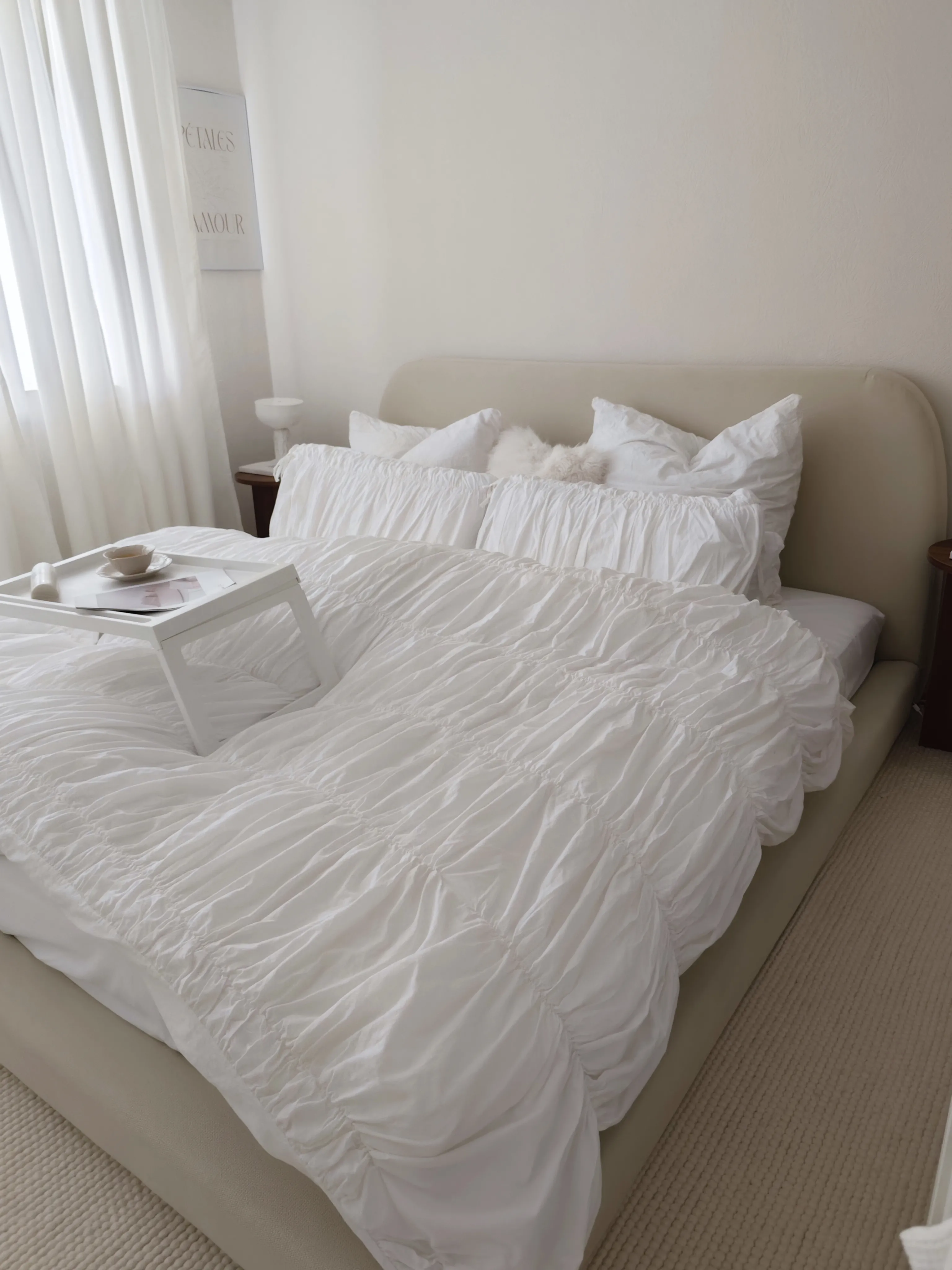 Bed Stof ROISEL 180 x 200 cm Lichtbeige