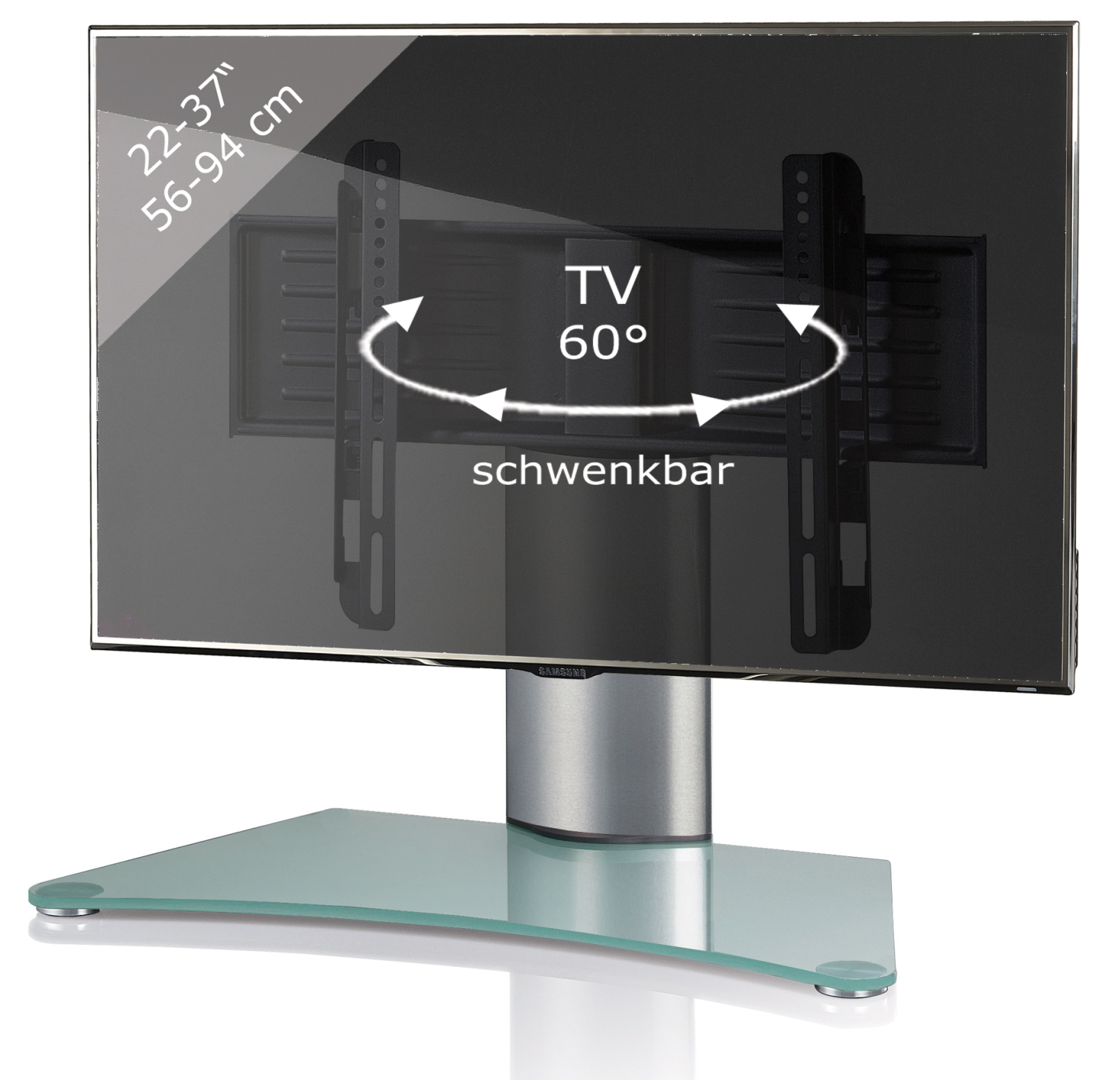 TV-Standfuß WINDOXA MINI - silber - Mattglas