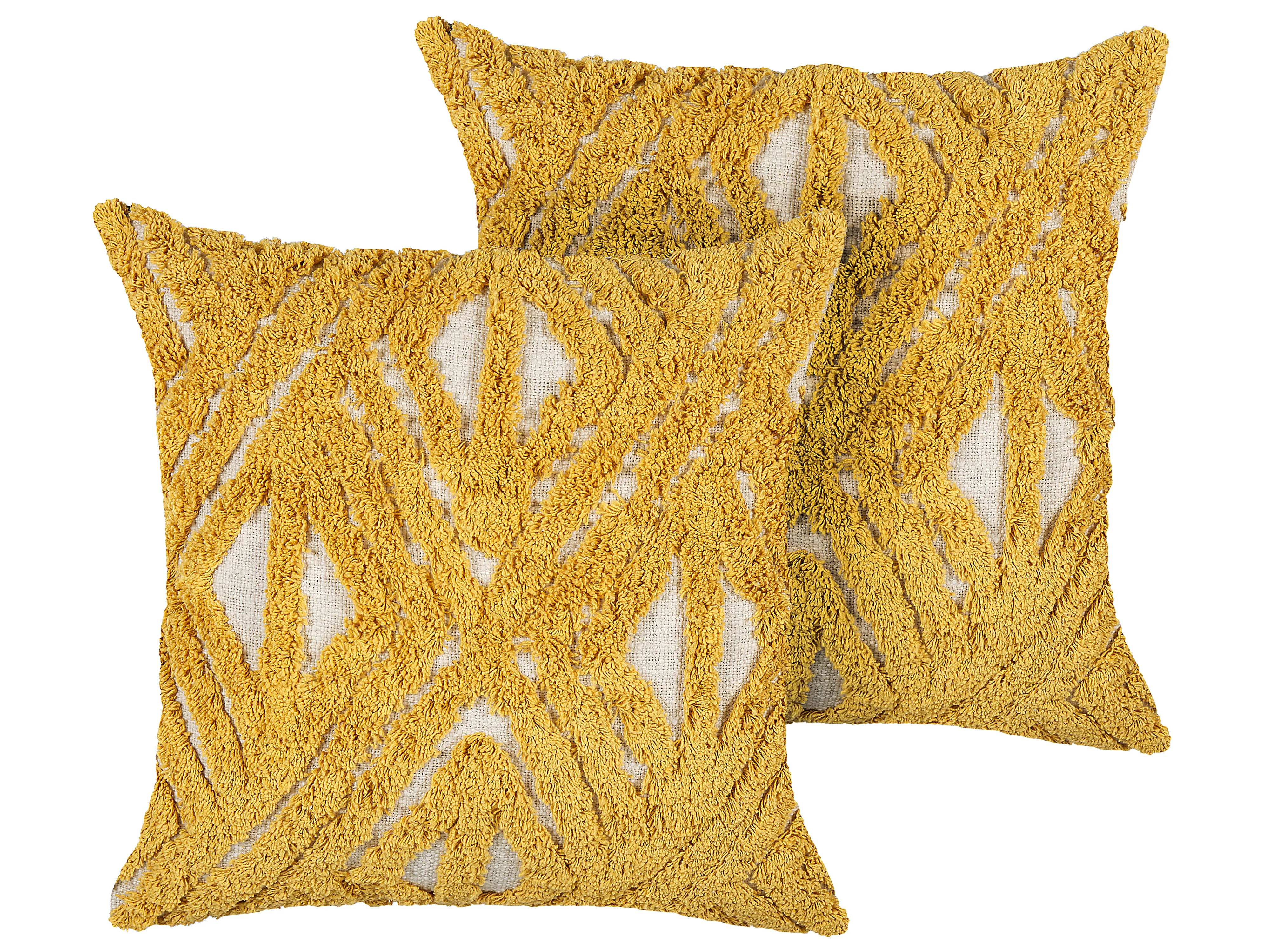Set van 2 sierkussens ALCEA Katoen 45 x 45 cm Geel geometrisch patroon