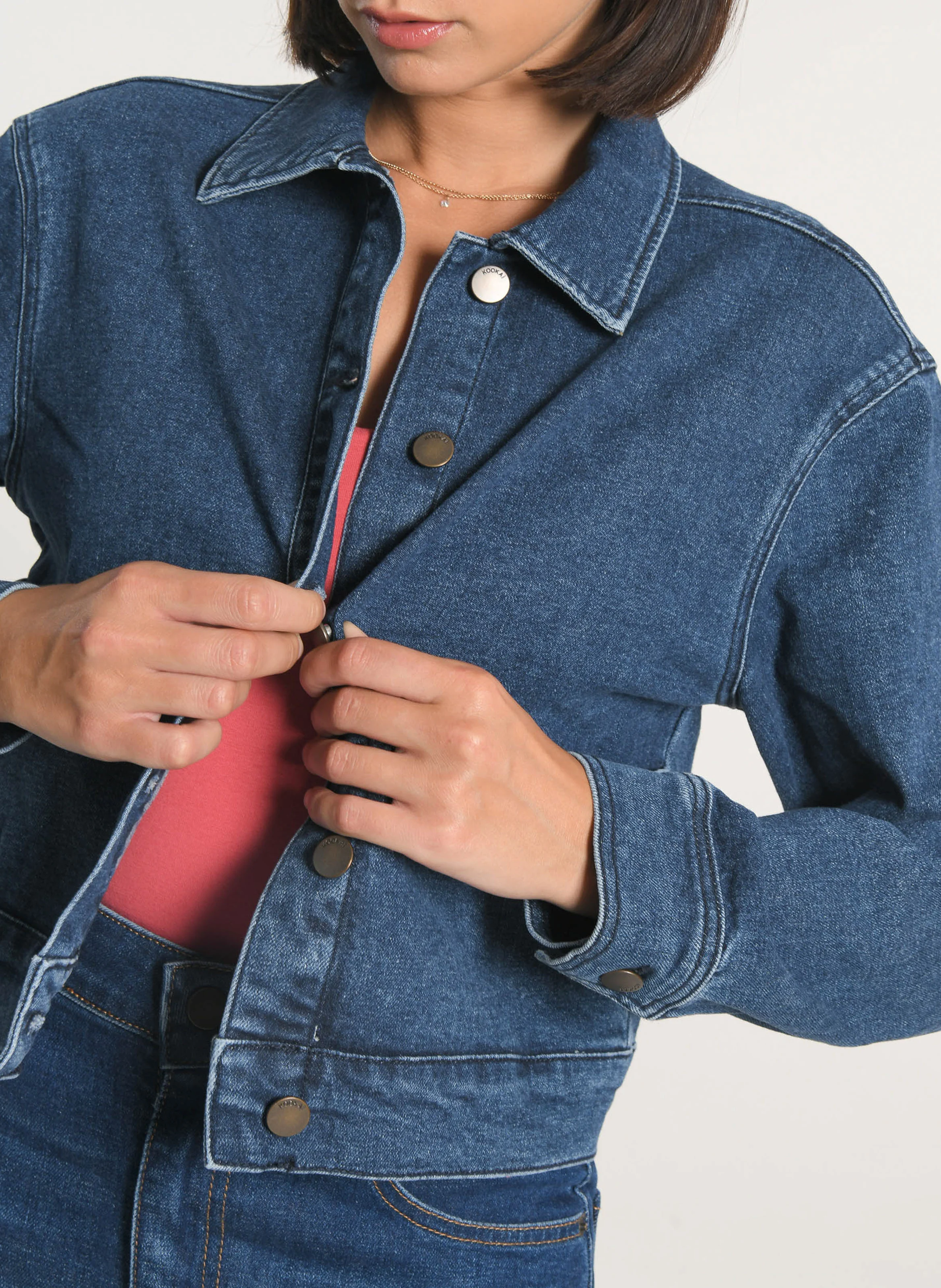 JENNY - Veste col chemise en jean | Bleu