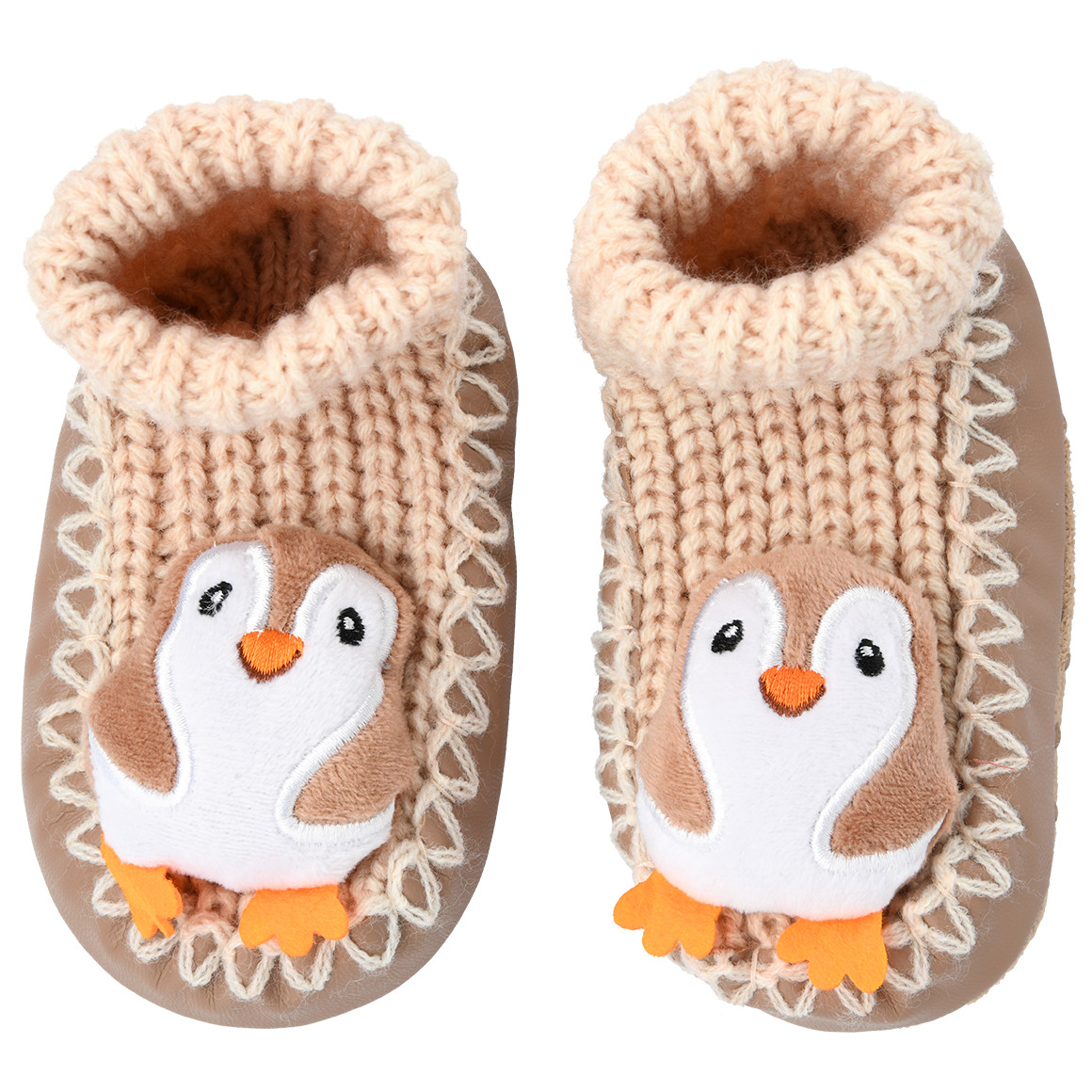 Topomini Baby Haussocken mit Pinguin-Applikation creme / beige
