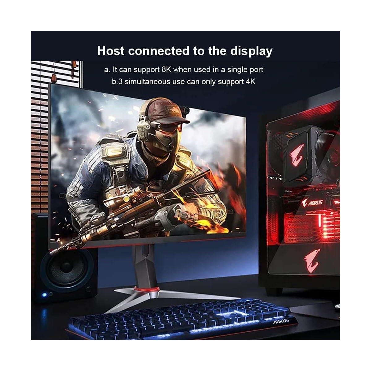 NÖRDIC Displayport splitter 1 til 3 8k30Hz 4K120Hz MST