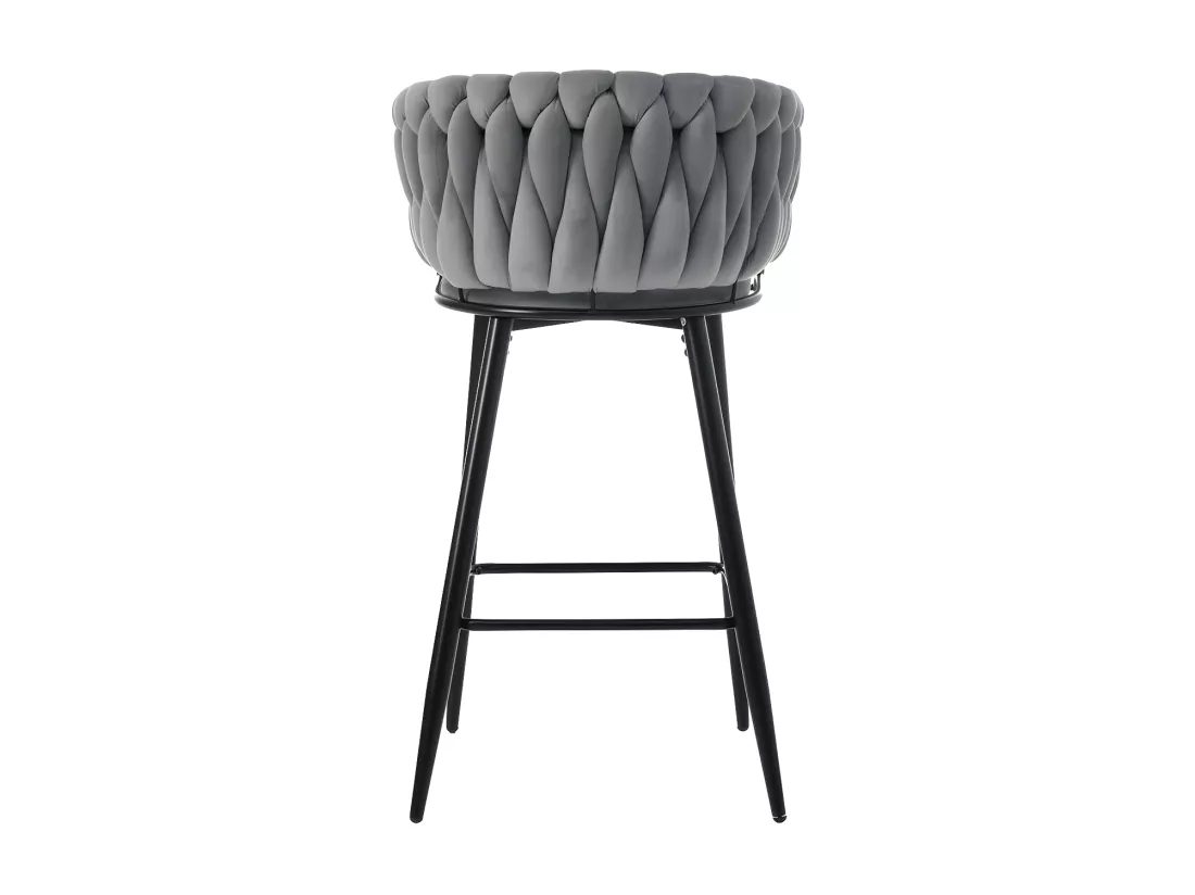 Lot de 6 Tabourets de bar - tissu en velours - pieds en métal - Gris