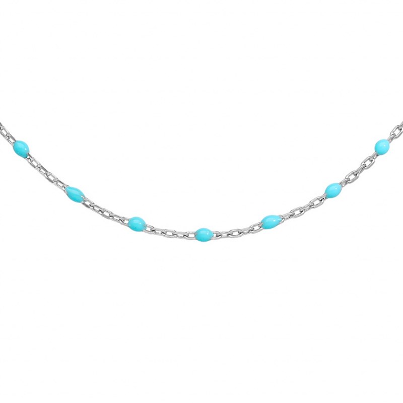 Collier sautoir argent - Olives turquoise