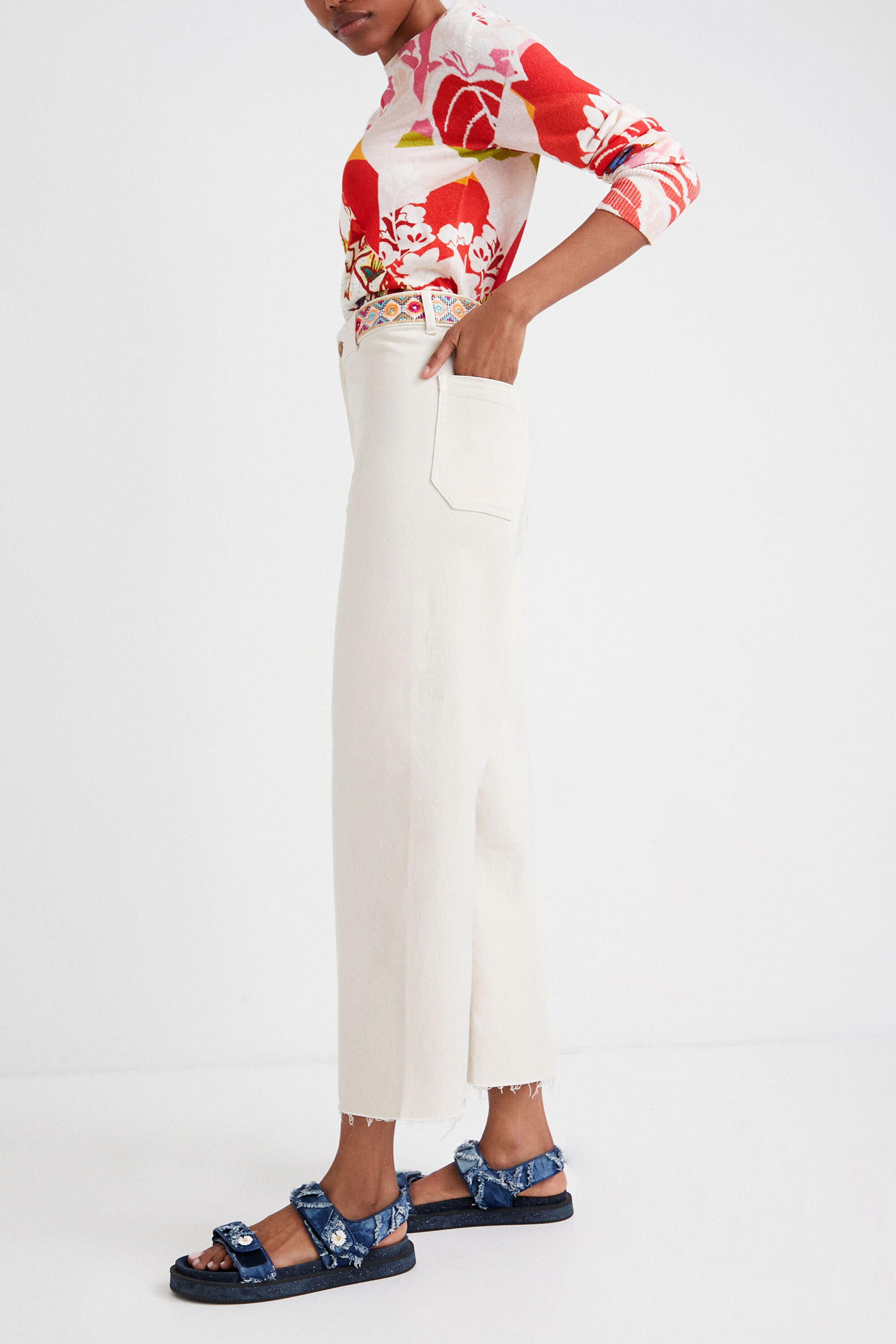 Calça culote vaqueiro cropped
