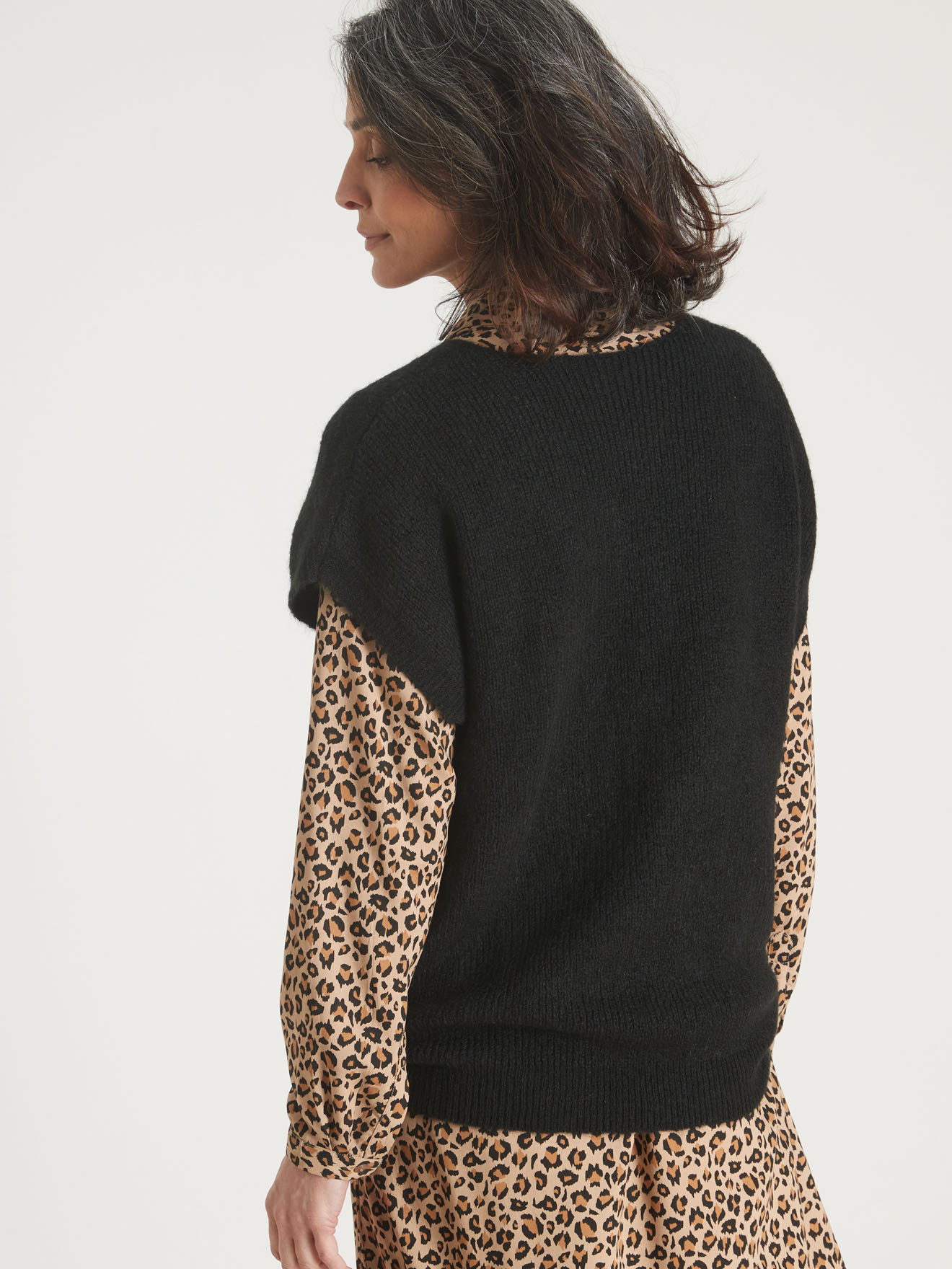 Pull sans manches avec laine et mohair