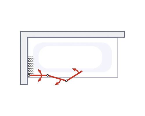3-delige badwand SCHULTE Komfort ExpressPlus 125 x 140 cm helder glasprofiel kleur aluminium EP3354 01 50 140