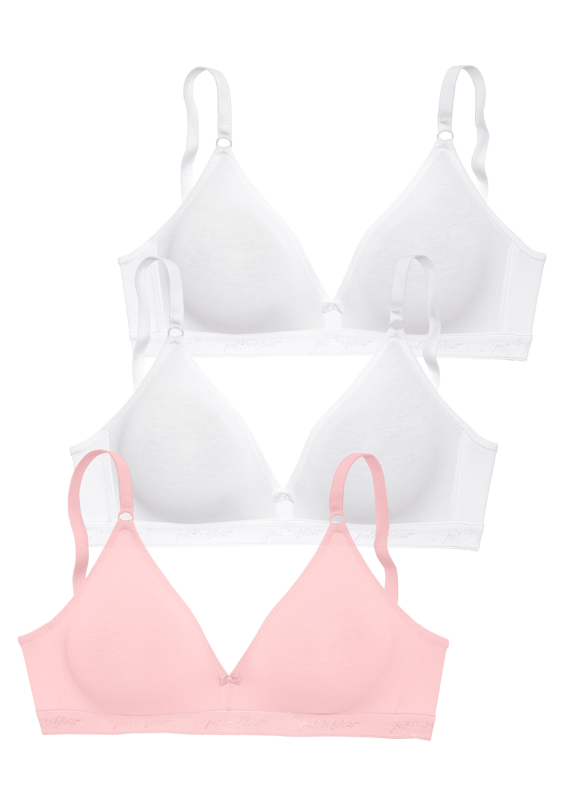 petite fleur Bralette-BH, 3 Stücker Packung, ohne Bügel im Triangel-Schnitt aus Baumwolle,