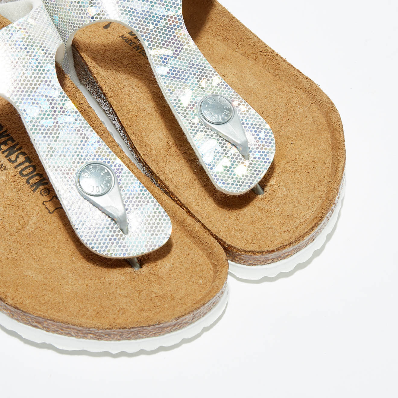 Birkenstock Mules Gizeh argenté/multicolore