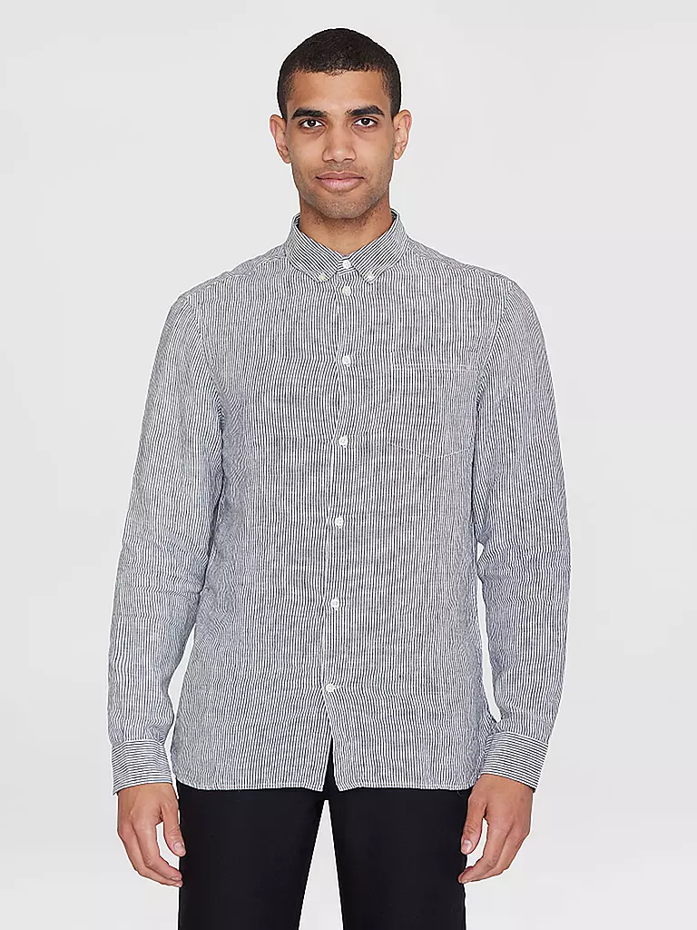 KNOWLEDGE COTTON APPAREL Leinenhemd blau