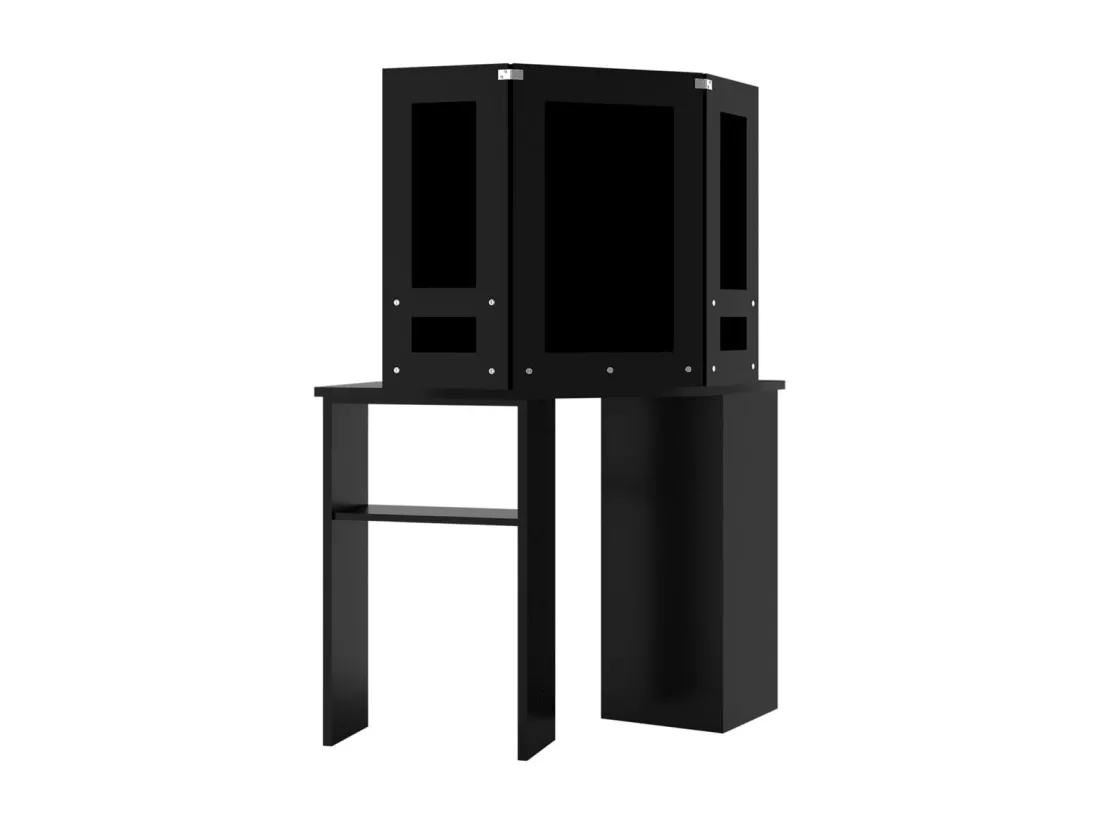 Coiffeuse d'angle avec LED Noir 111x54x141,5 cm