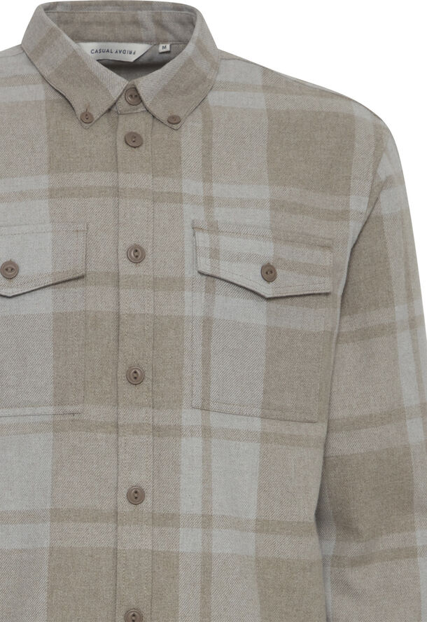 Casual Friday CFAUGUSTO LS checked overshirt Silver mink melange