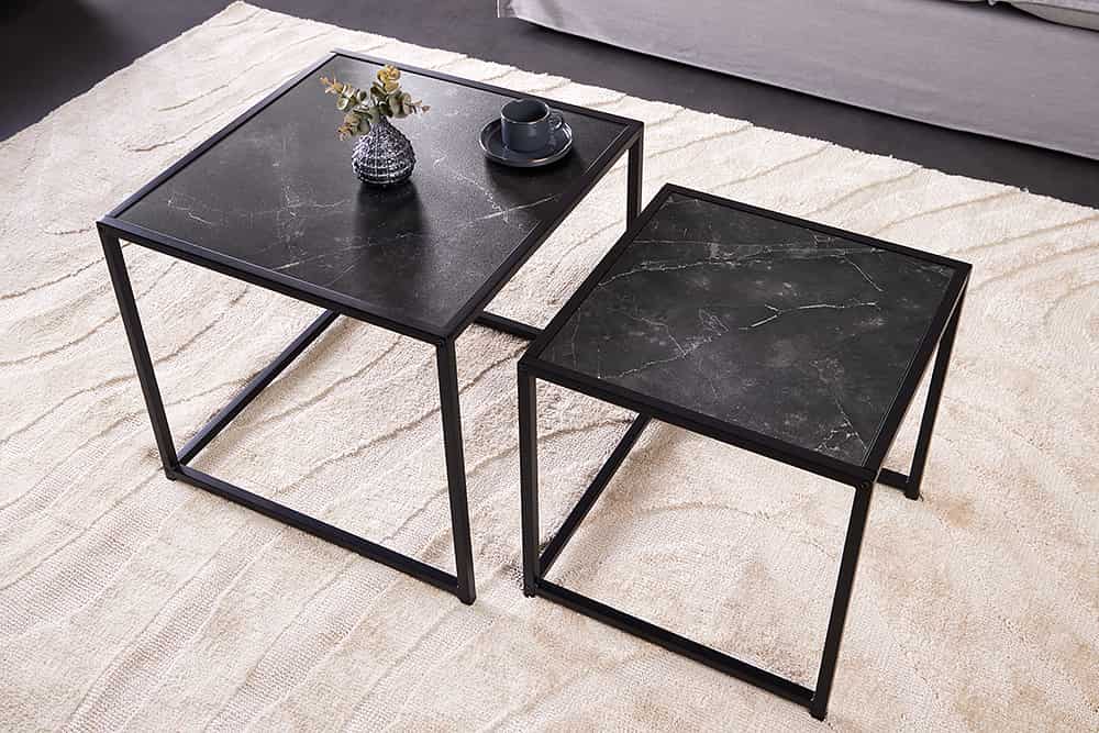 2er Set Beistelltische SLIM LINE 50cm graphit Metall Couchtische