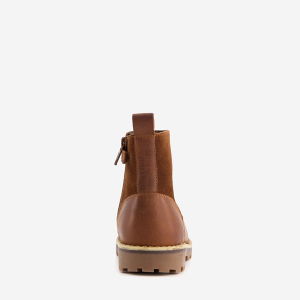 Groot leren jongens Chelsea boots cognac/bruin
