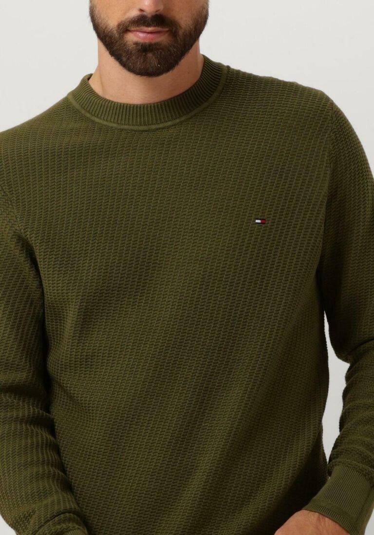 TOMMY HILFIGER groene tommy hilfiger trui rectangular structure crew nk