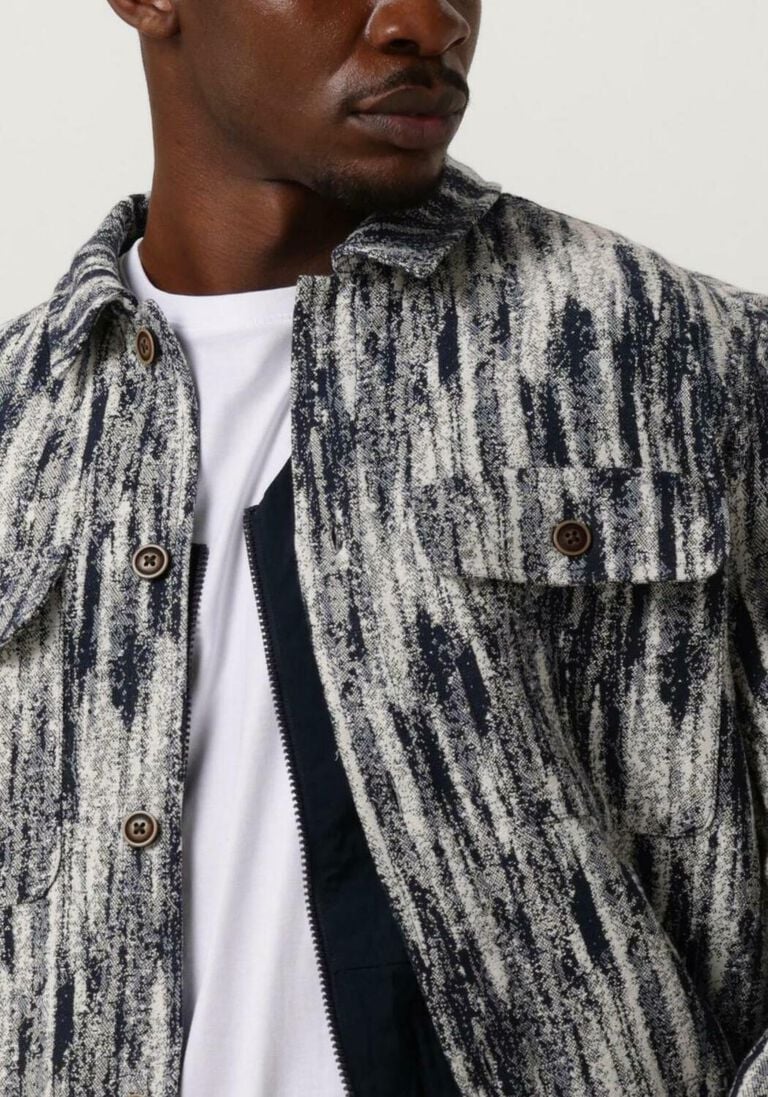 ANERKJENDT donkerblauwe anerkjendt overshirt akoscar jacquard overshirt