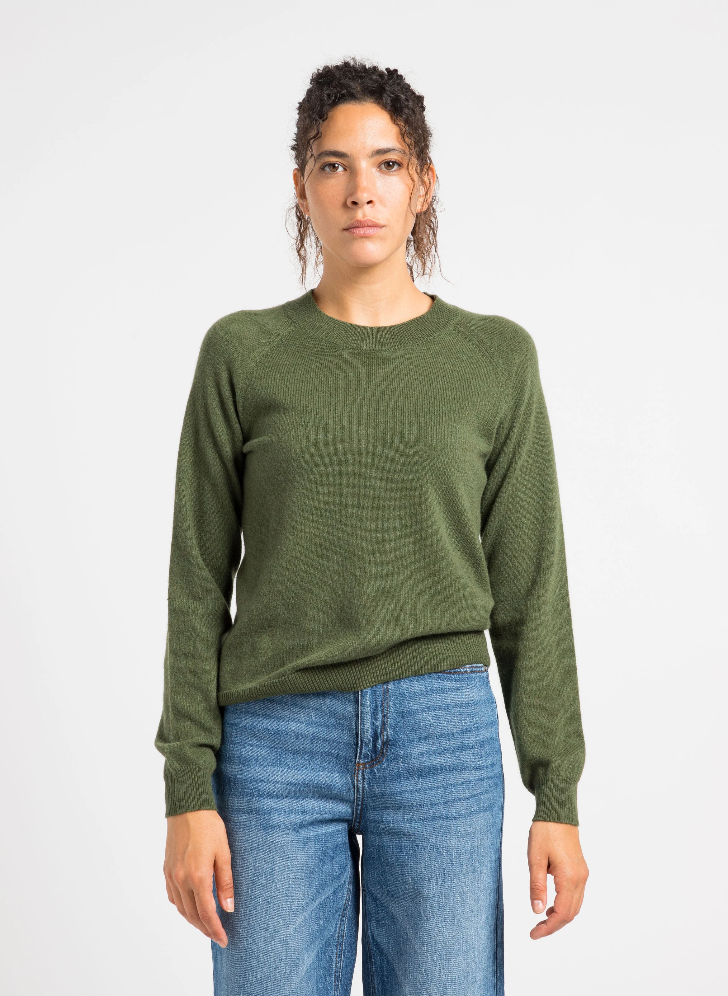 Pull col rond en cachemire | Vert