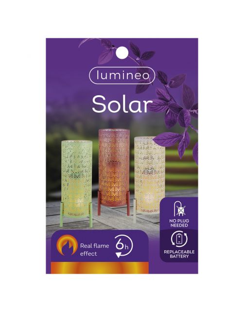 Lumineo Solar Tafellamp Xl + Vlameffect - Tuinverlichting - 16x38 cm Assorti 1 led