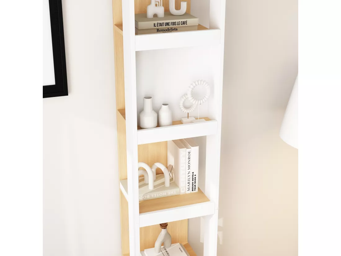 Bibliothèque avec 6 compartiments étagère de bureau étagère sur pied 104x140x24cm Blanc