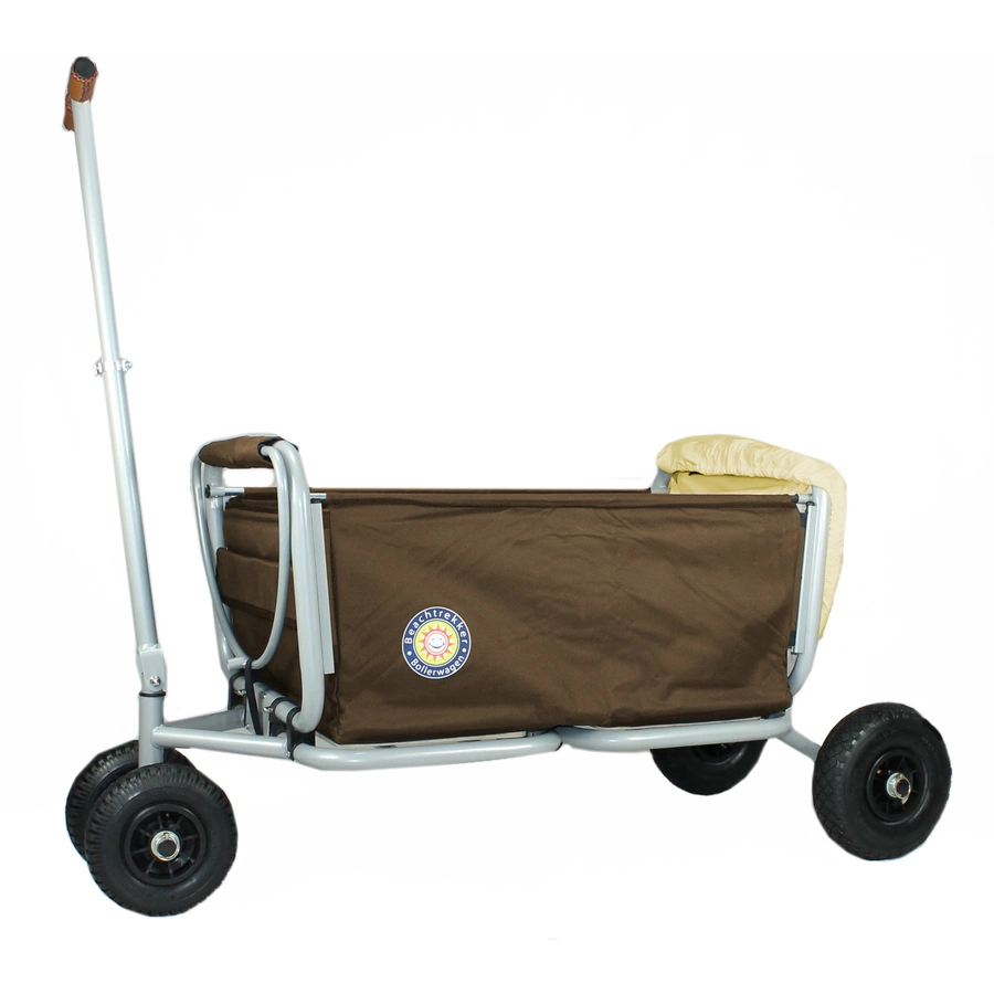 BEACHTREKKER Bollerwagen - Faltbarer Bollerwagen LiFe, braun mit Feststellbremse und Verdeck