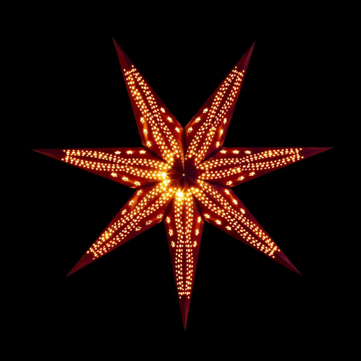 Sterntaler Decoratieve Ster | Papieren Kerstster | Fluweel | Gevouwen Ster | 75cm | Binnen | Gloeilamp | Stekker