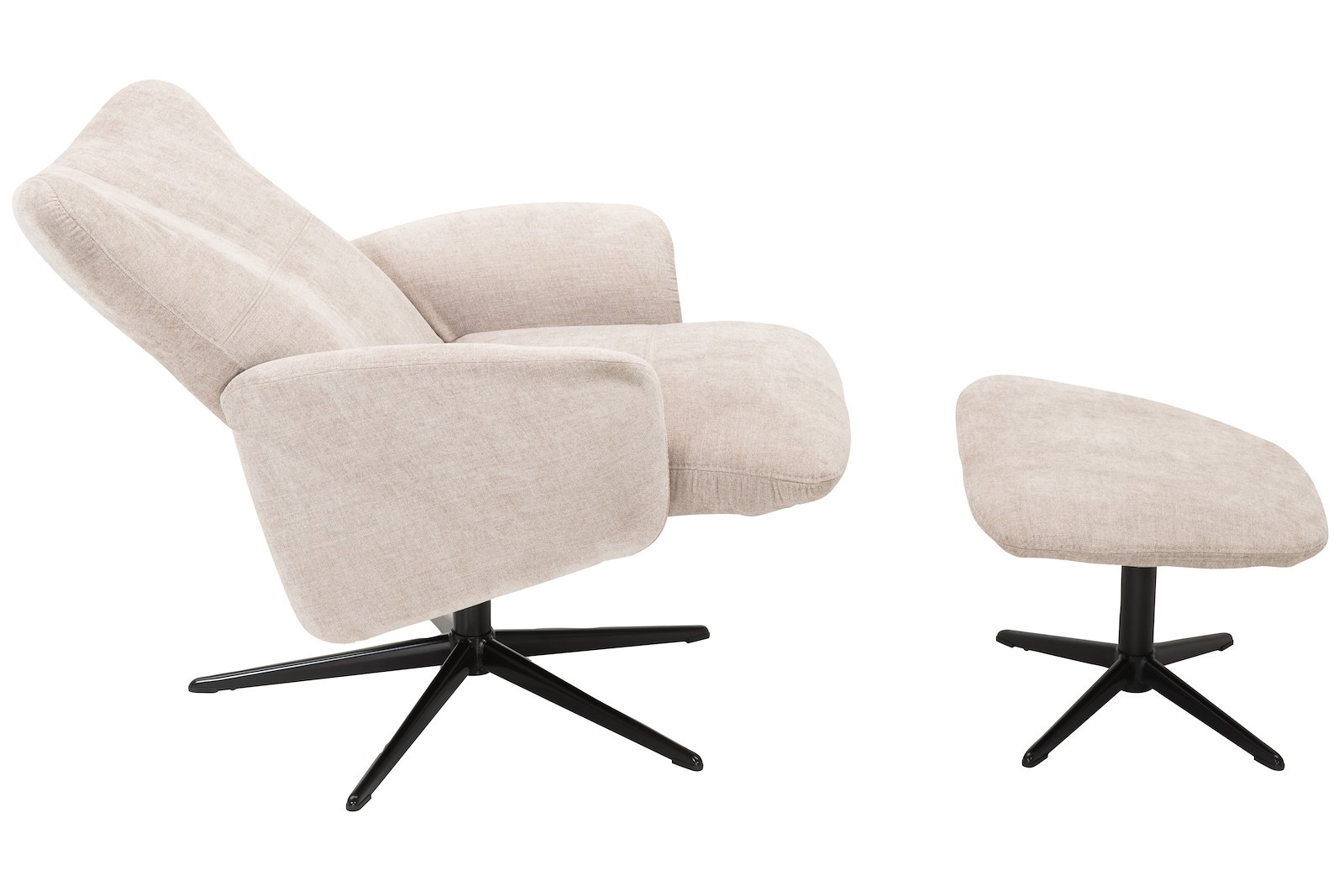 Luna lenestol I tekstil Teddy 3612 beige med Polaris sokkel i sort.