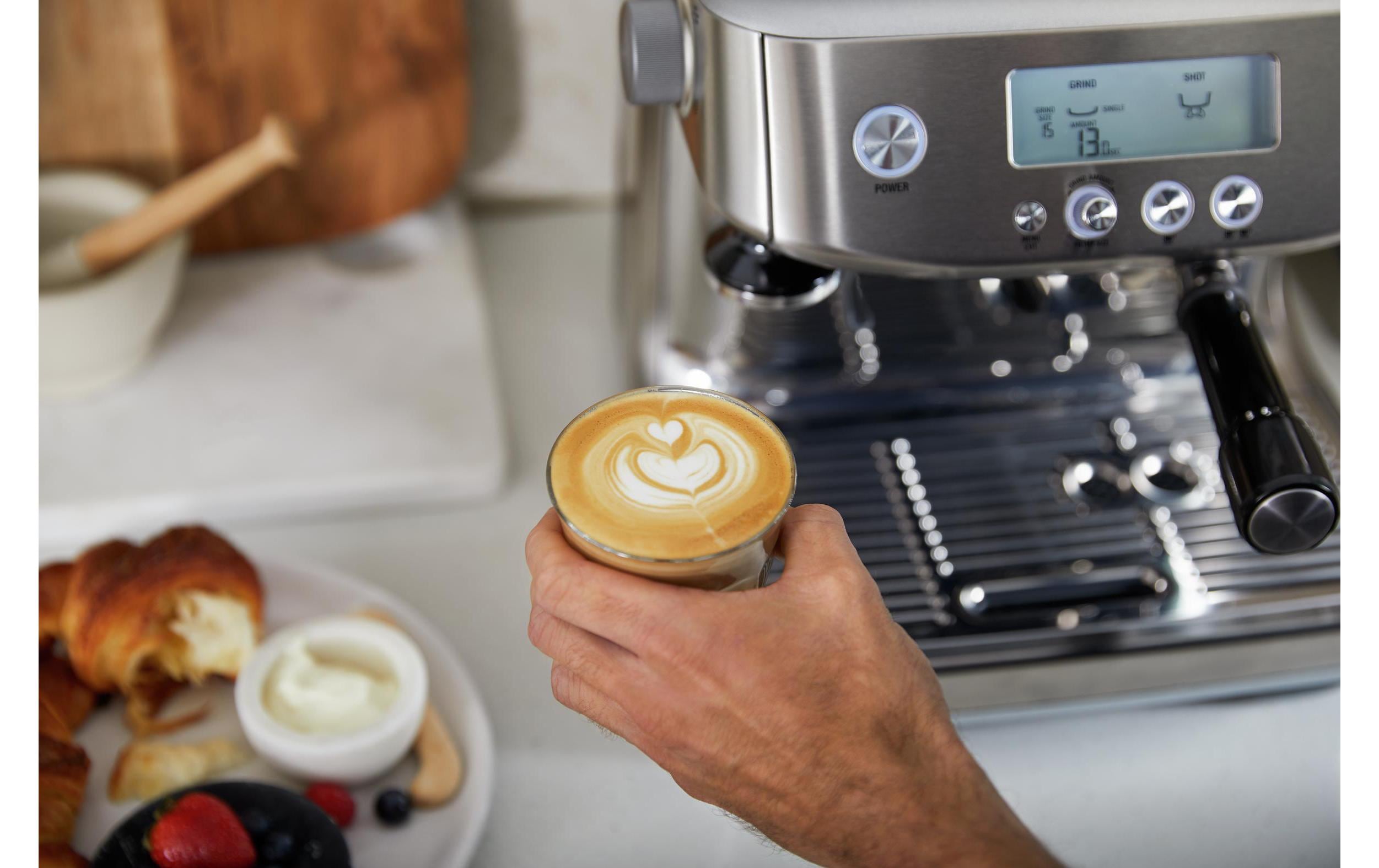 Siebträgermaschine Barista Pro Silber<br>Professionelle Espressomaschine, silbern