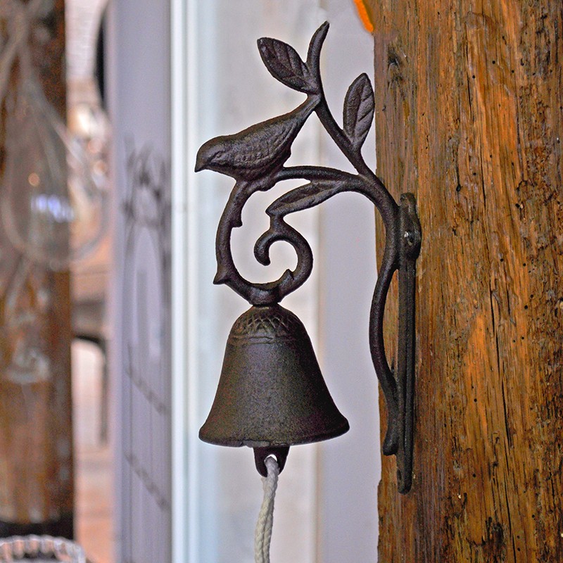 Cloche carillon fonte oiseau 12x8x24cm